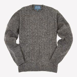 Line of Trade Men’s Gray The Mariner Shetland Wool Sweater Medium 23215